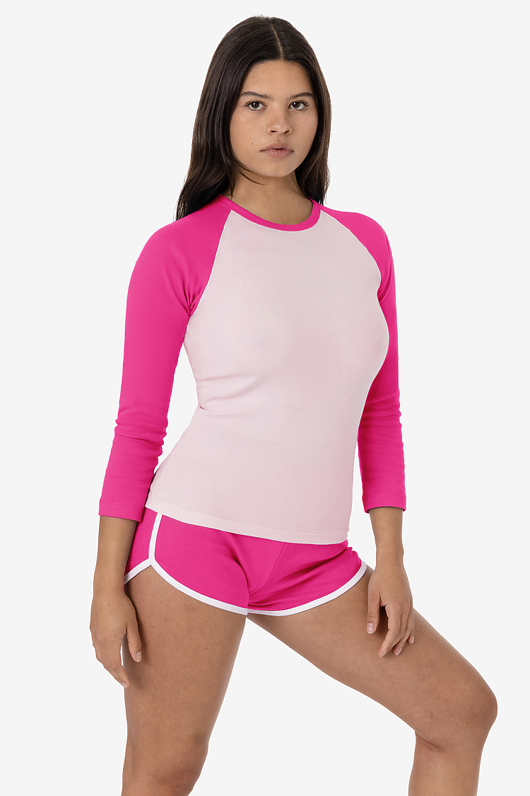 Baby Rib Long Sleeve Raglan Light Pink/Fuchsia