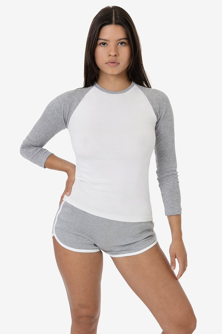 Baby Rib Long Sleeve Raglan White/Heather Grey