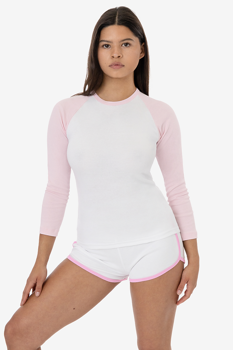 Baby Rib Long Sleeve Raglan White/Light Pink