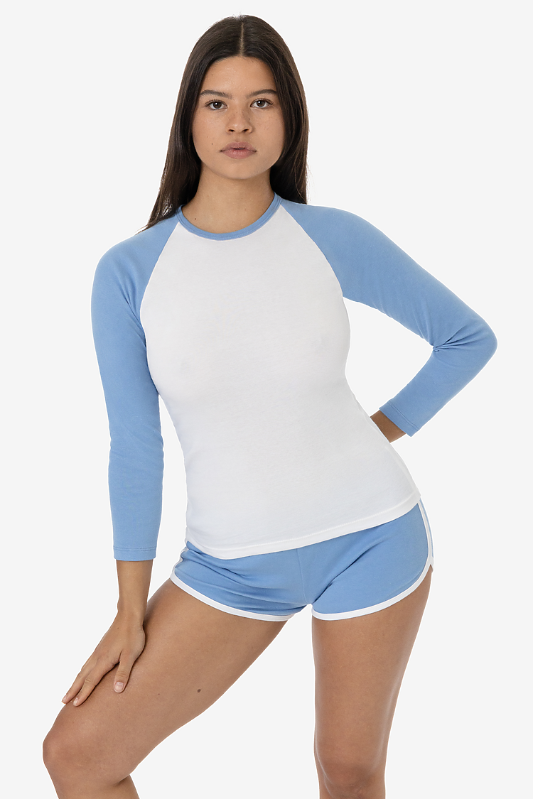 Baby Rib Long Sleeve Raglan White/Baby Blue