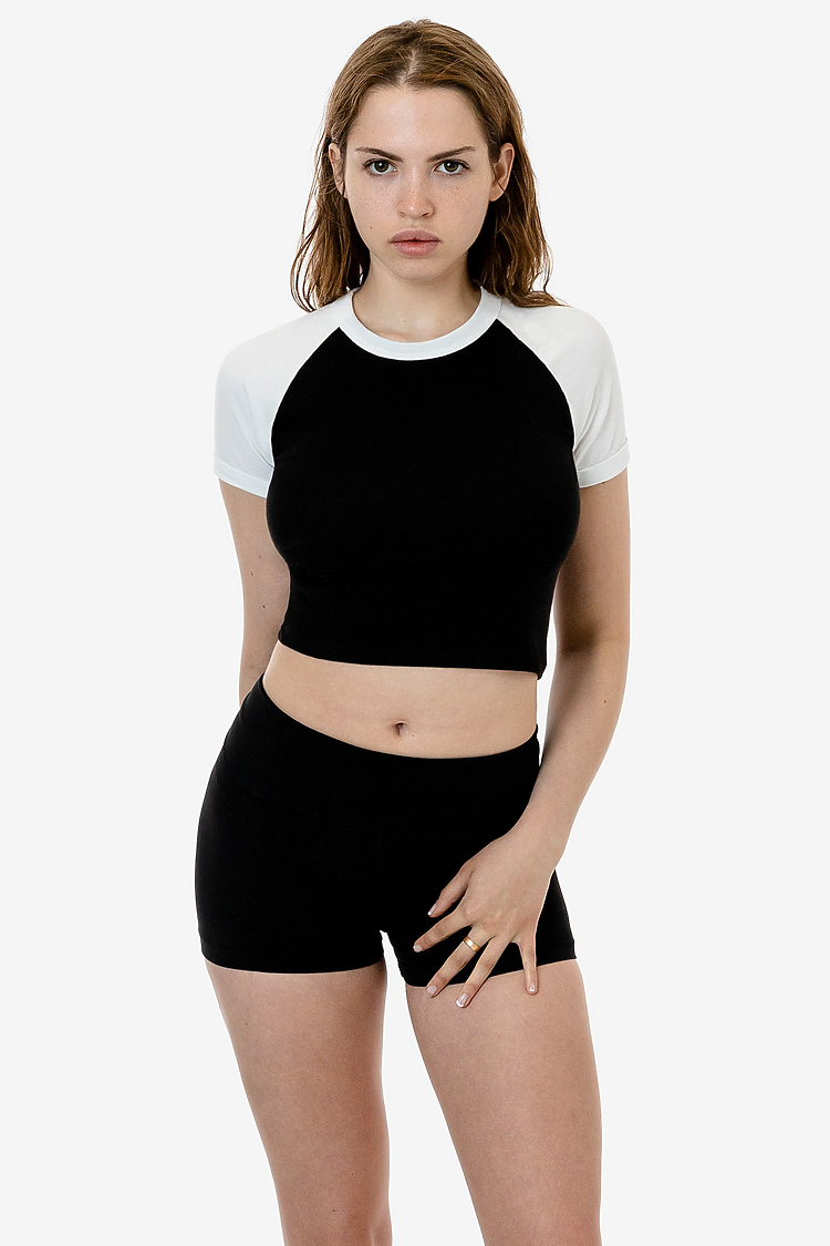Baby Rib Short Sleeve Raglan Black/White