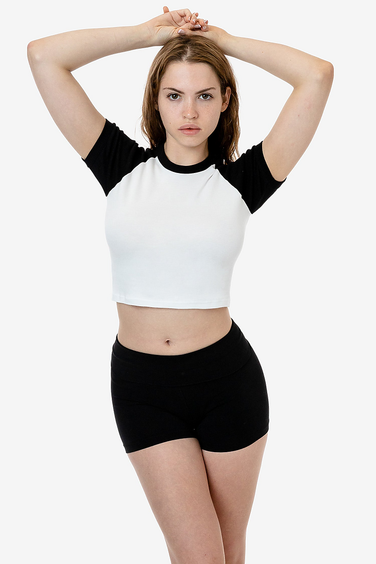 Baby Rib Short Sleeve Raglan WHITE/BLACK