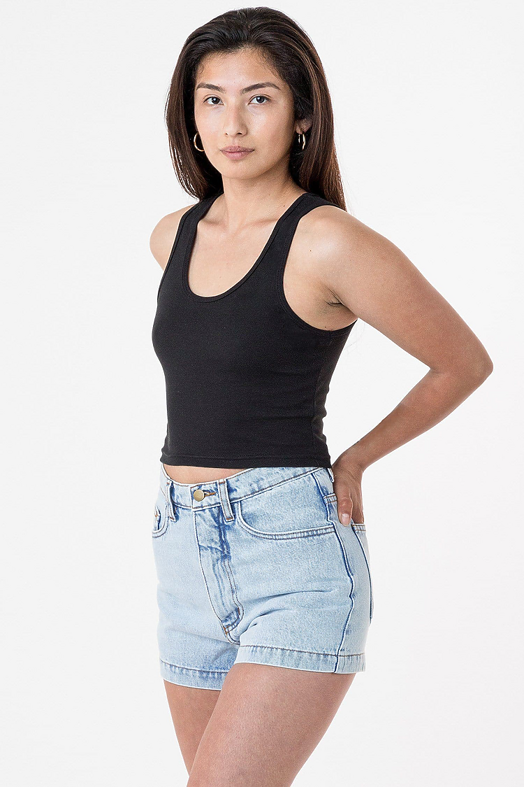Baby Rib Crop Tank Black