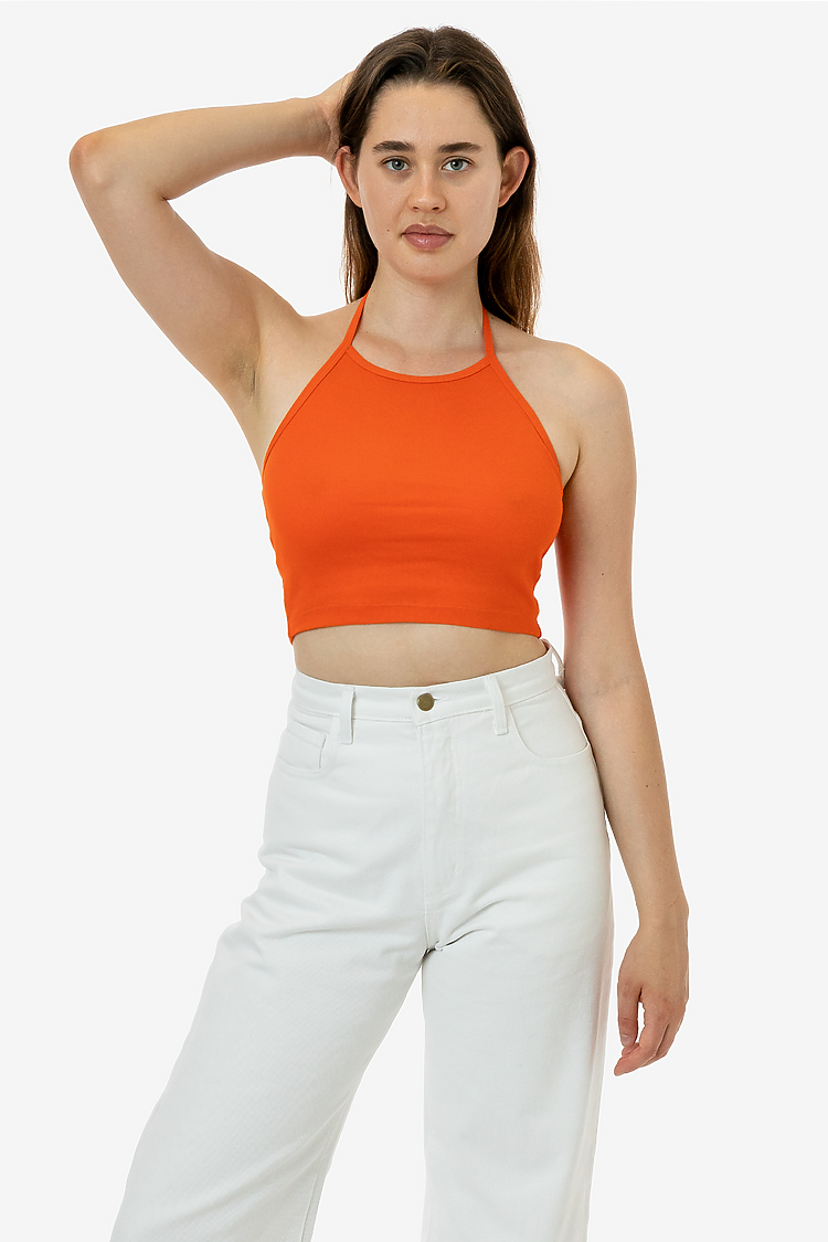 Baby Rib Halter Top ORANGE