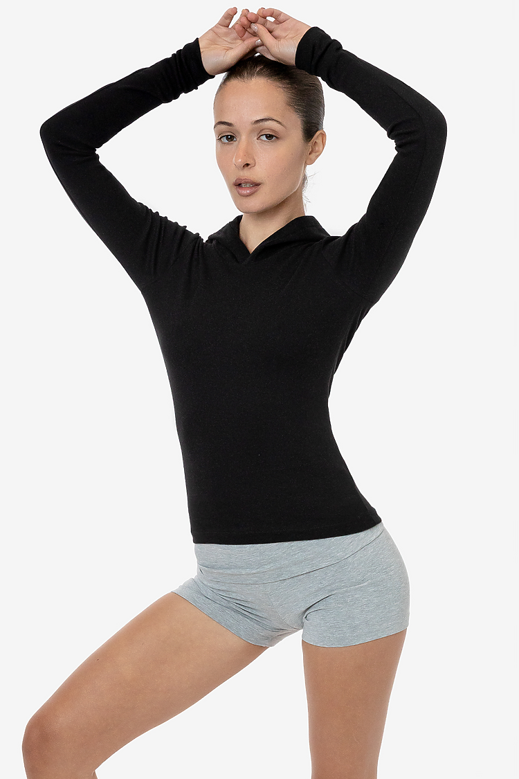 Baby Rib Long Sleeve Hoodie Black