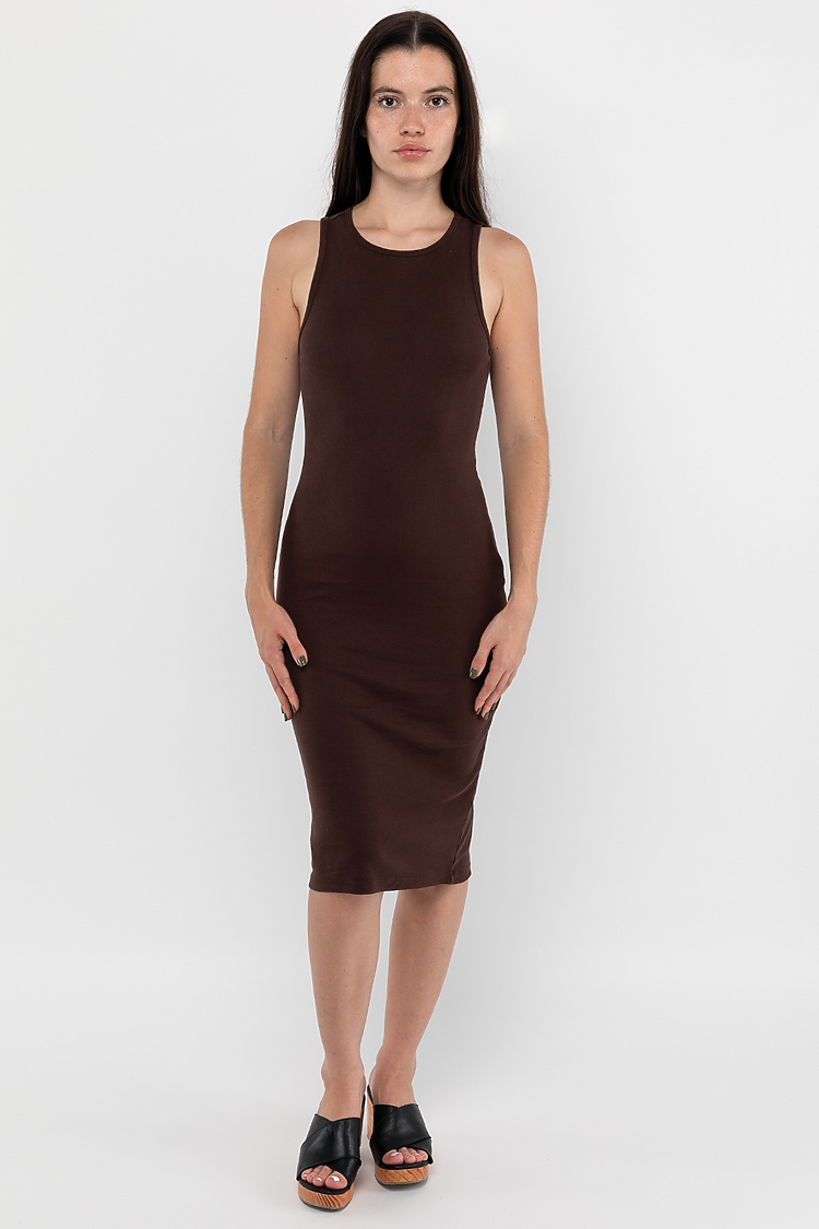 Manantial Baby Rib Midi Dress CHOCOLATE