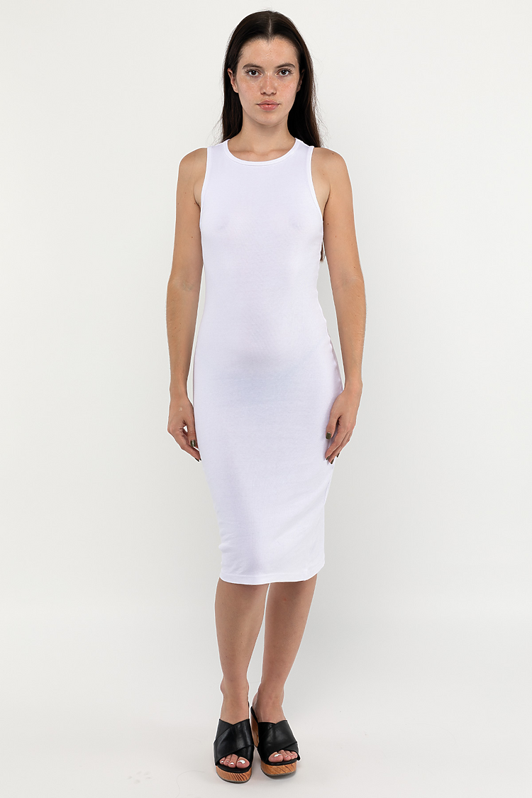 Manantial Baby Rib Midi Dress White