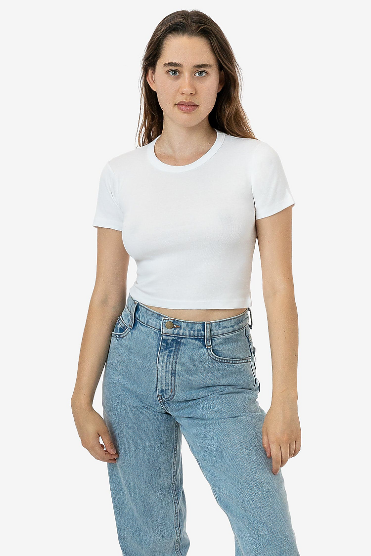 Baby Rib Mid-Length Crewneck White