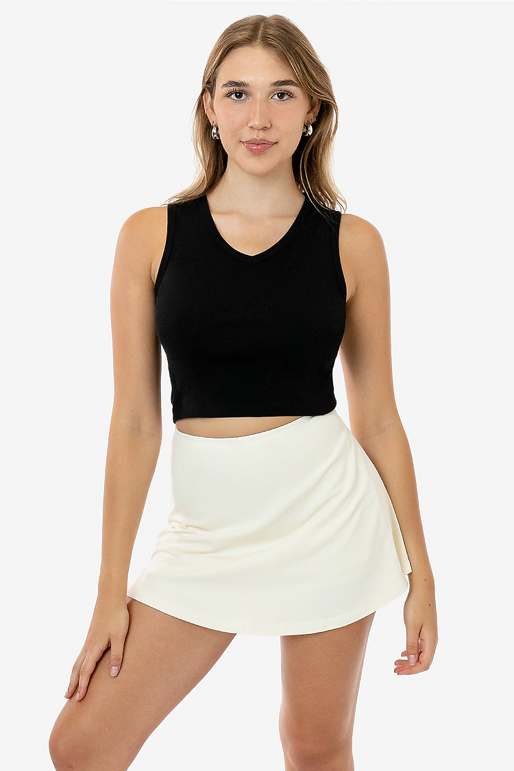 Baby Rib Sleeveless Vneck Crop Black