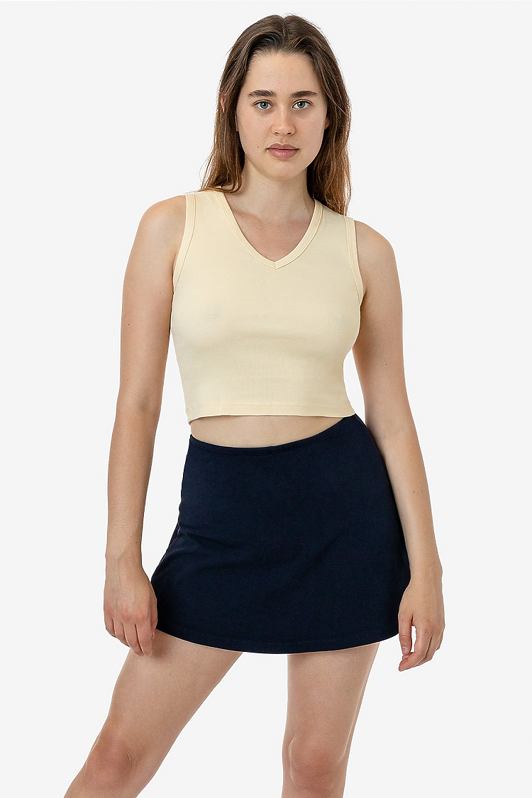 Baby Rib Sleeveless Vneck Crop CREME
