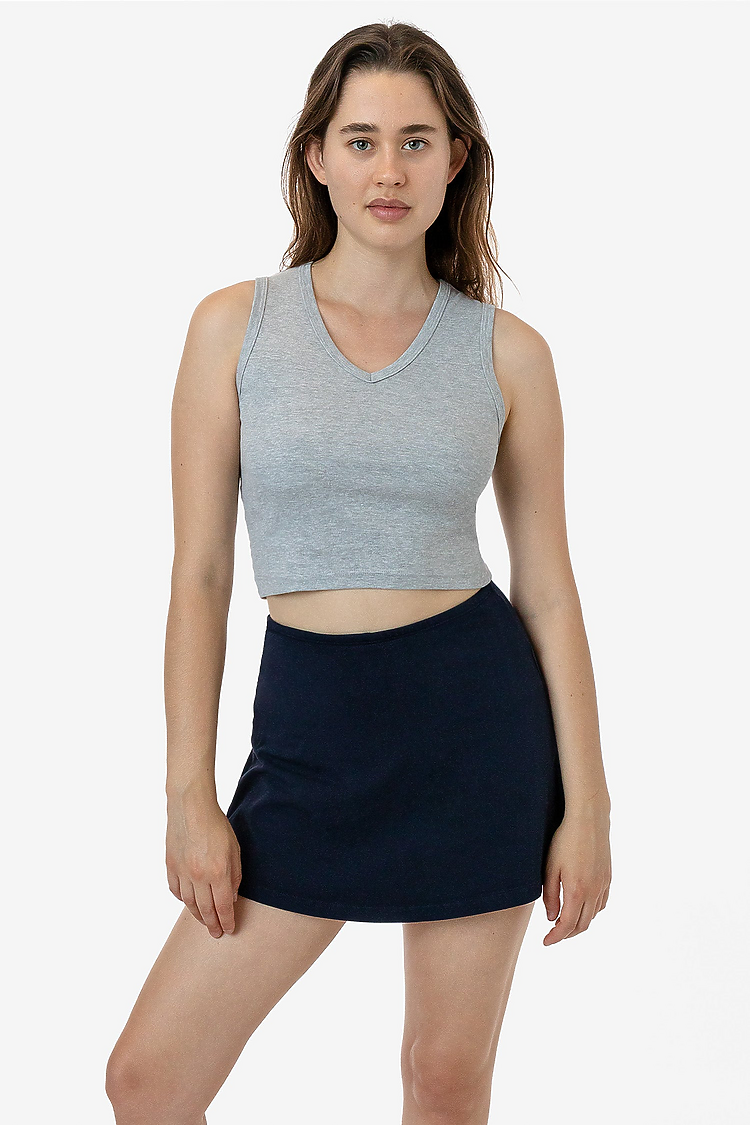 Baby Rib Sleeveless Vneck Crop HEATHER GREY