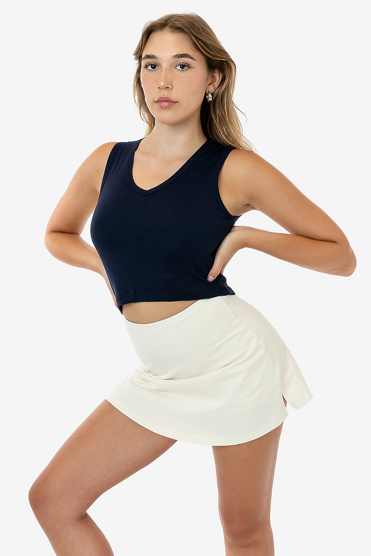 Baby Rib Sleeveless Vneck Crop NAVY