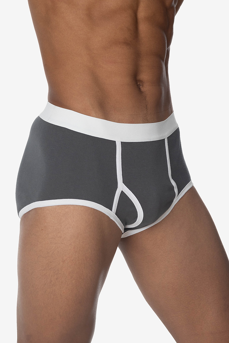 Baby Rib Brief Asphalt/White