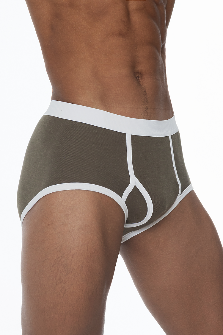 Baby Rib Brief Army/White