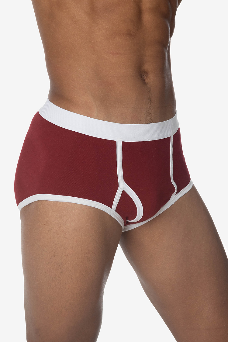 Baby Rib Brief Cranberry/White