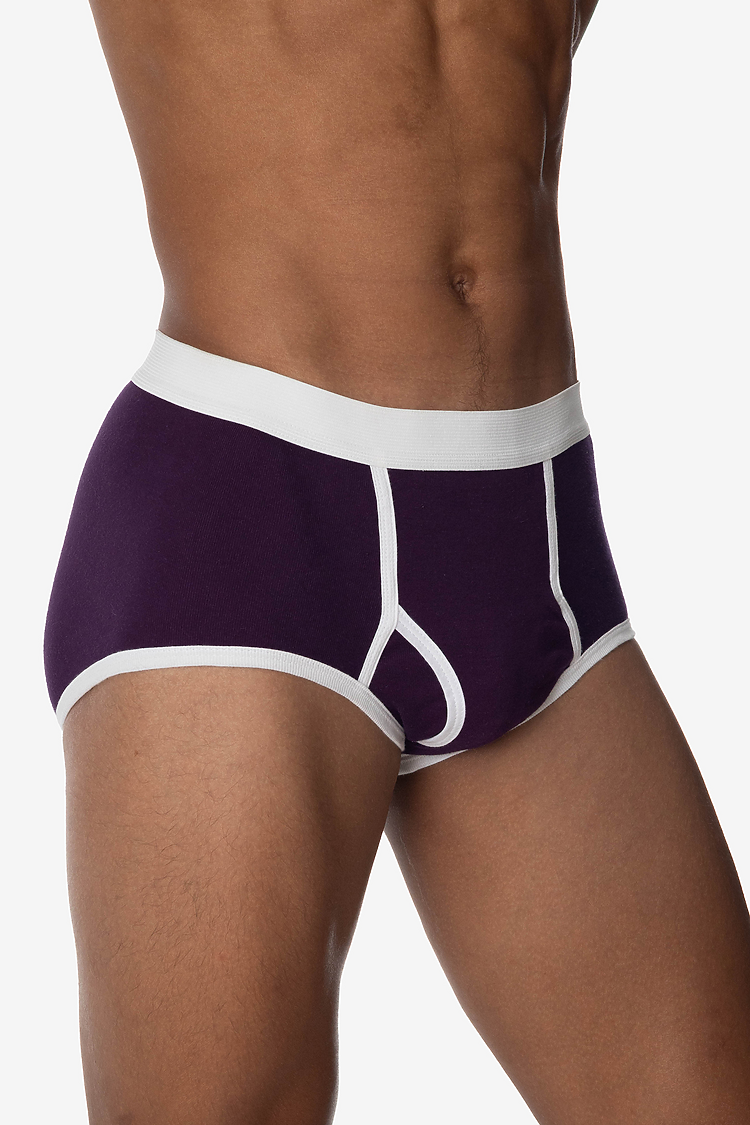 Baby Rib Brief Eggplant/White
