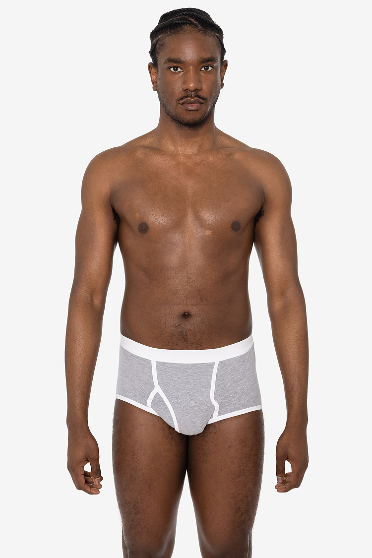 Baby Rib Brief Heather Grey/White