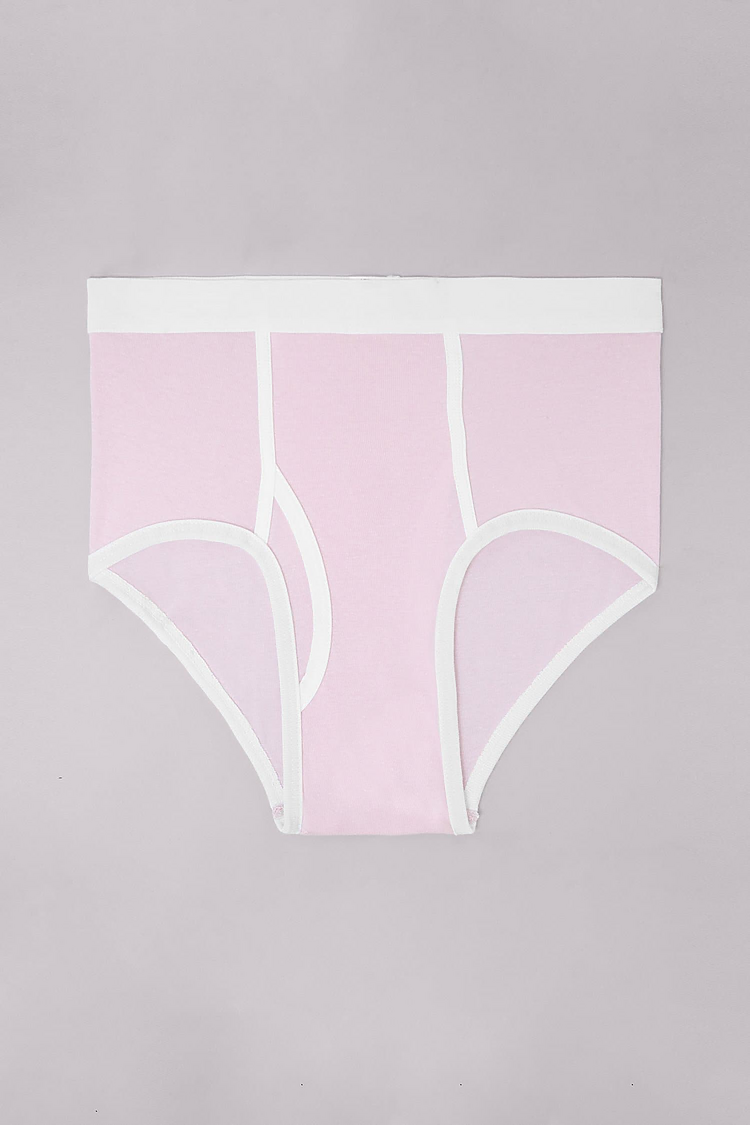 Baby Rib Brief Light Pink/White