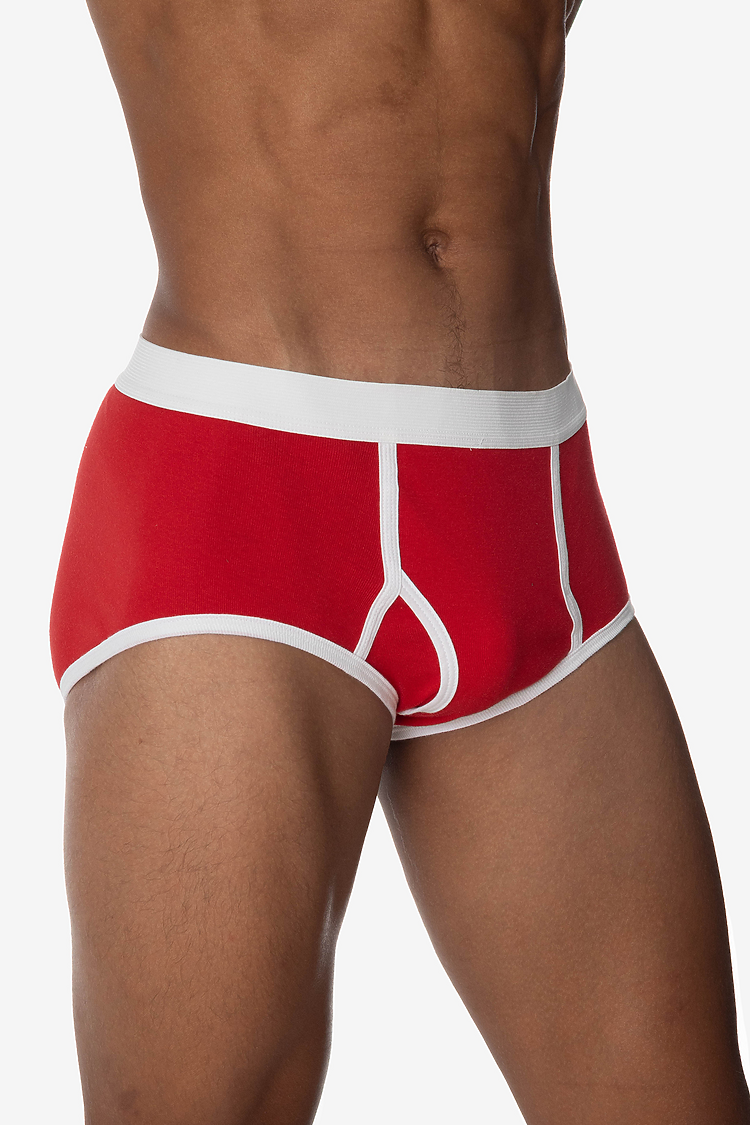 Baby Rib Brief Red/White