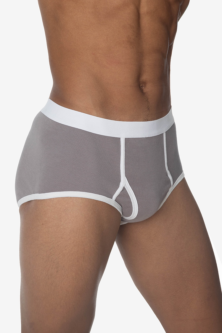Baby Rib Brief Slate/White