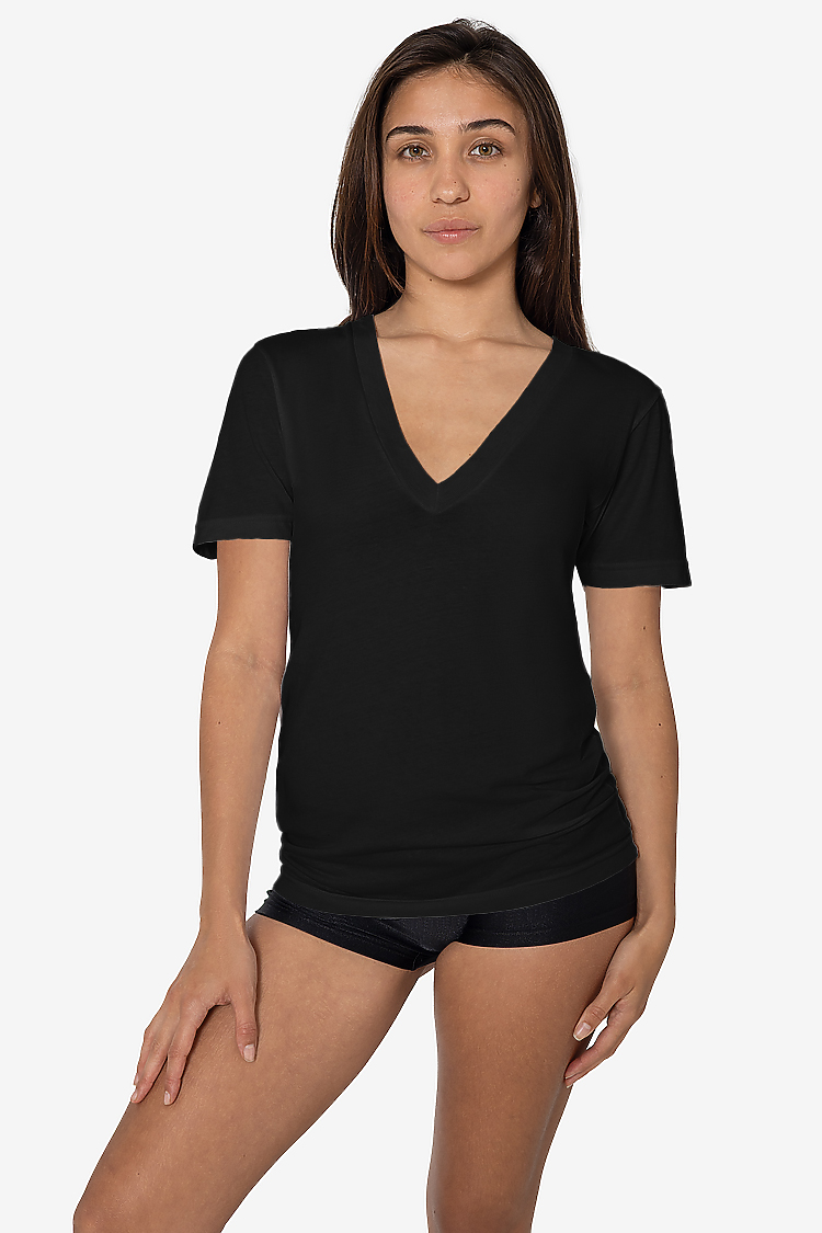 Deep V-Neck T-Shirt Black