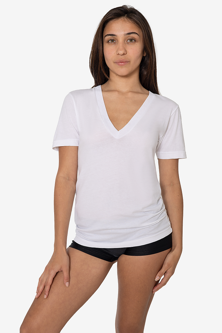 Deep V-Neck T-Shirt White