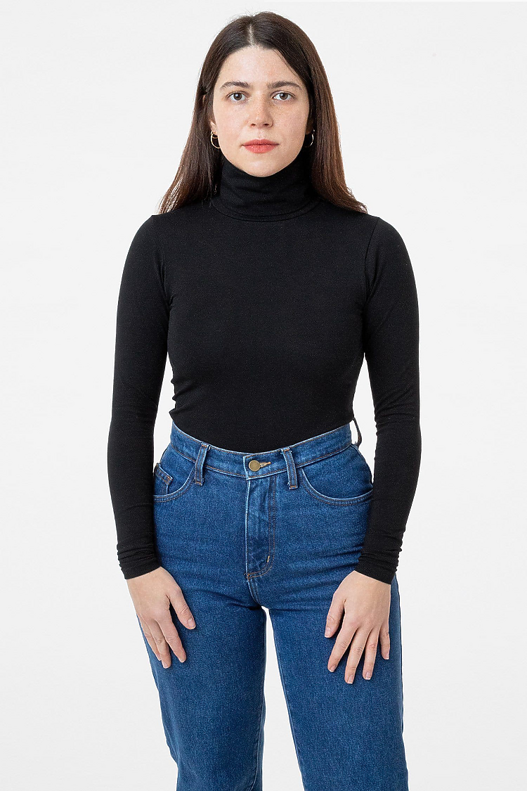 Cotton Spandex Turtleneck Black