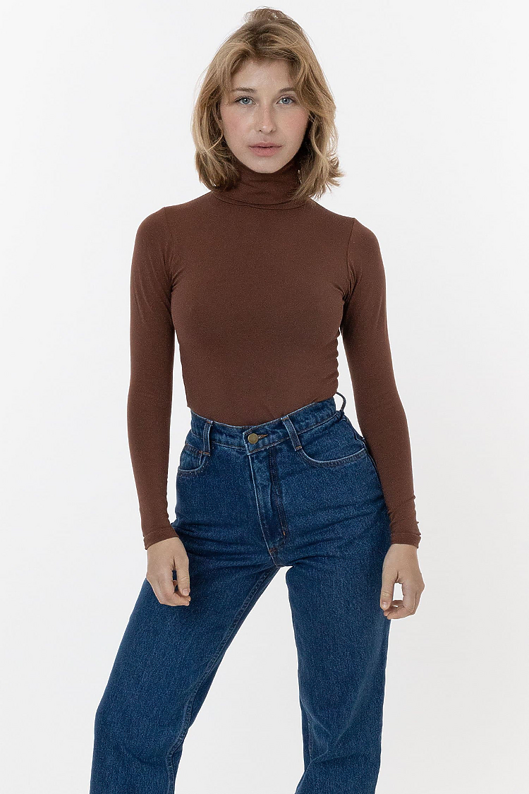 Cotton Spandex Turtleneck Cinnamon