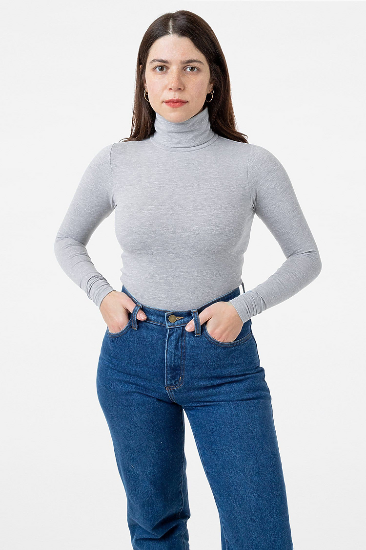 Cotton Spandex Turtleneck HEATHER GREY