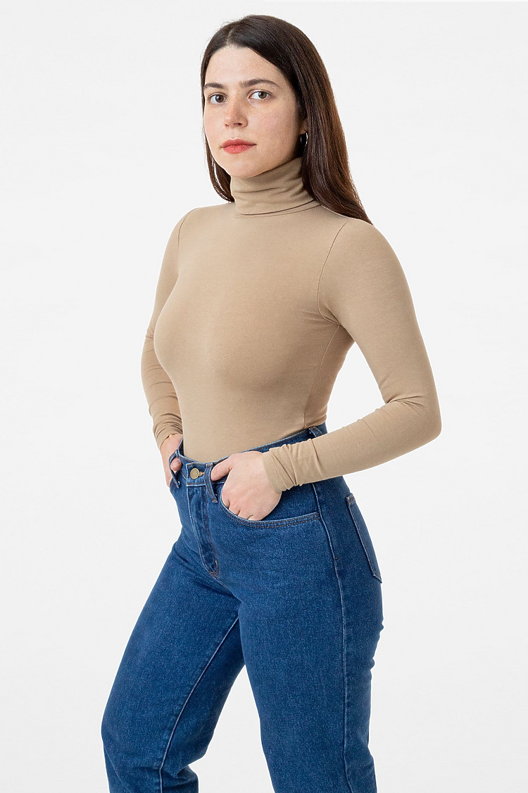 Cotton Spandex Turtleneck HAZELNUT