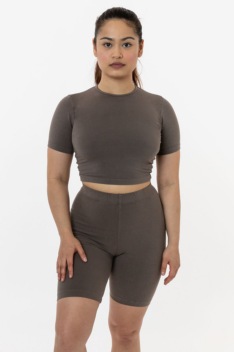 Ctn Spndx S/S Crew Crop Top Falcon