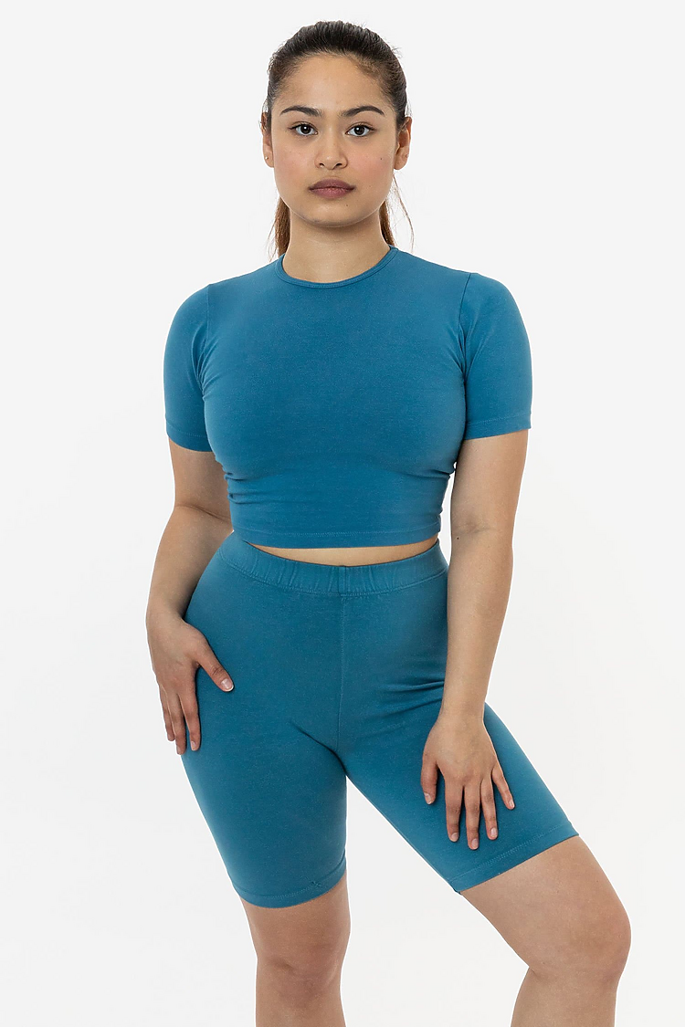 Ctn Spndx S/S Crew Crop Top FRENCH BLUE