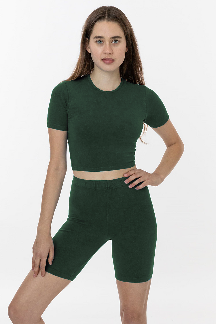 Ctn Spndx S/S Crew Crop Top IVY