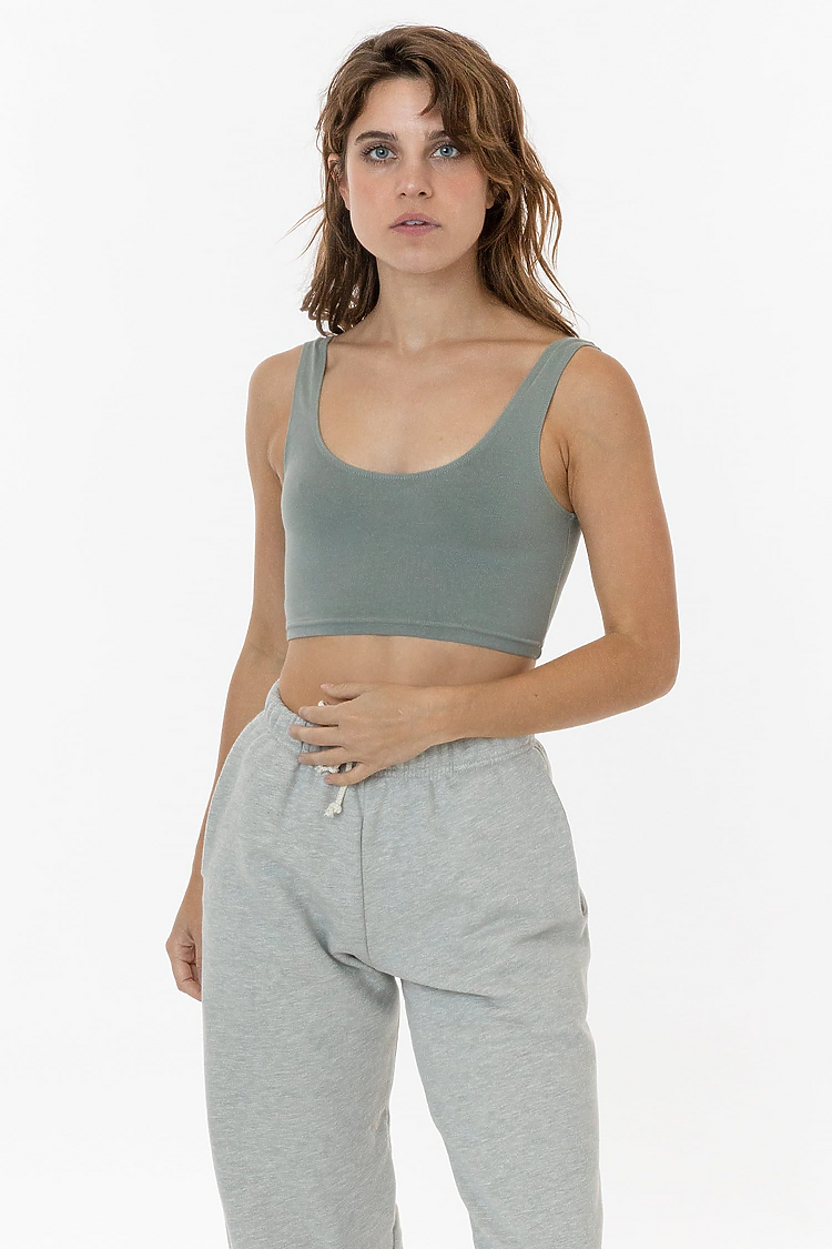 Ctn Spndx Tank Crop Top Eucalyptus