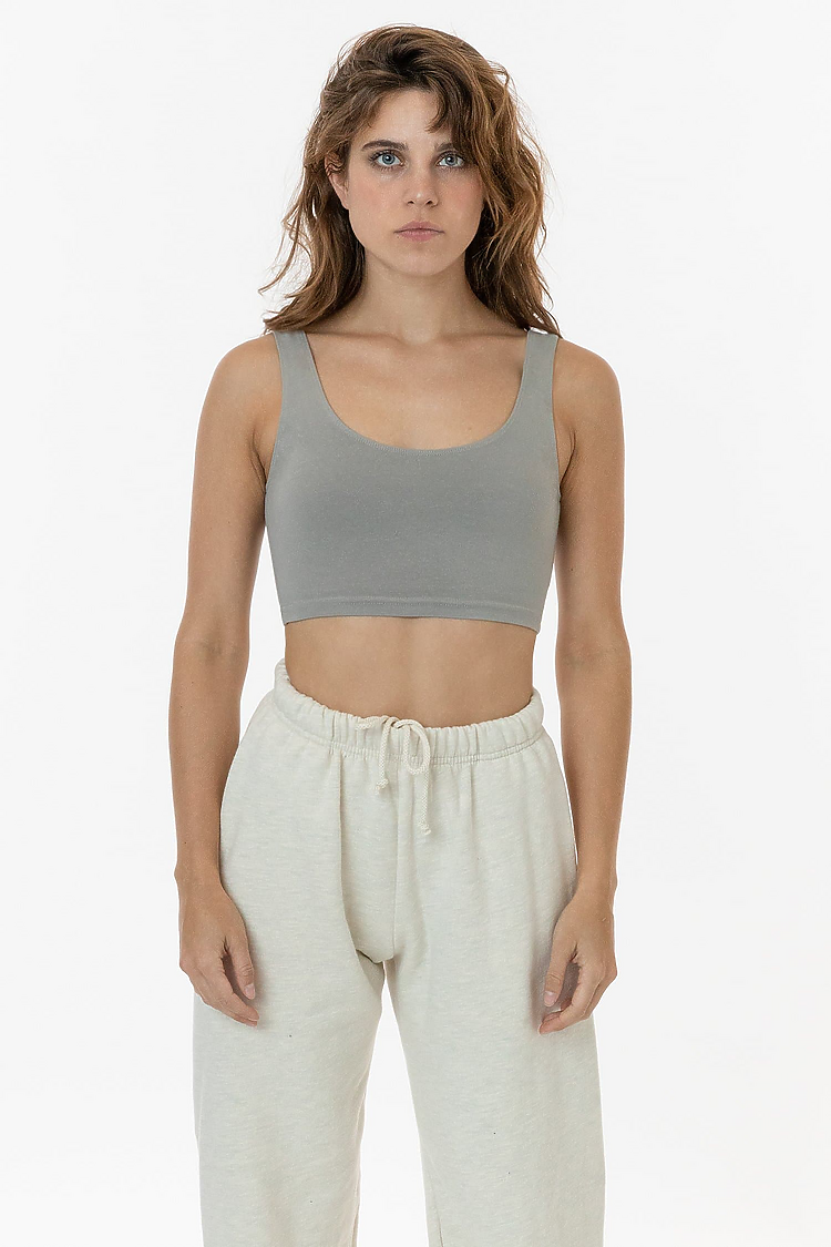Ctn Spndx Tank Crop Top Silver Mist