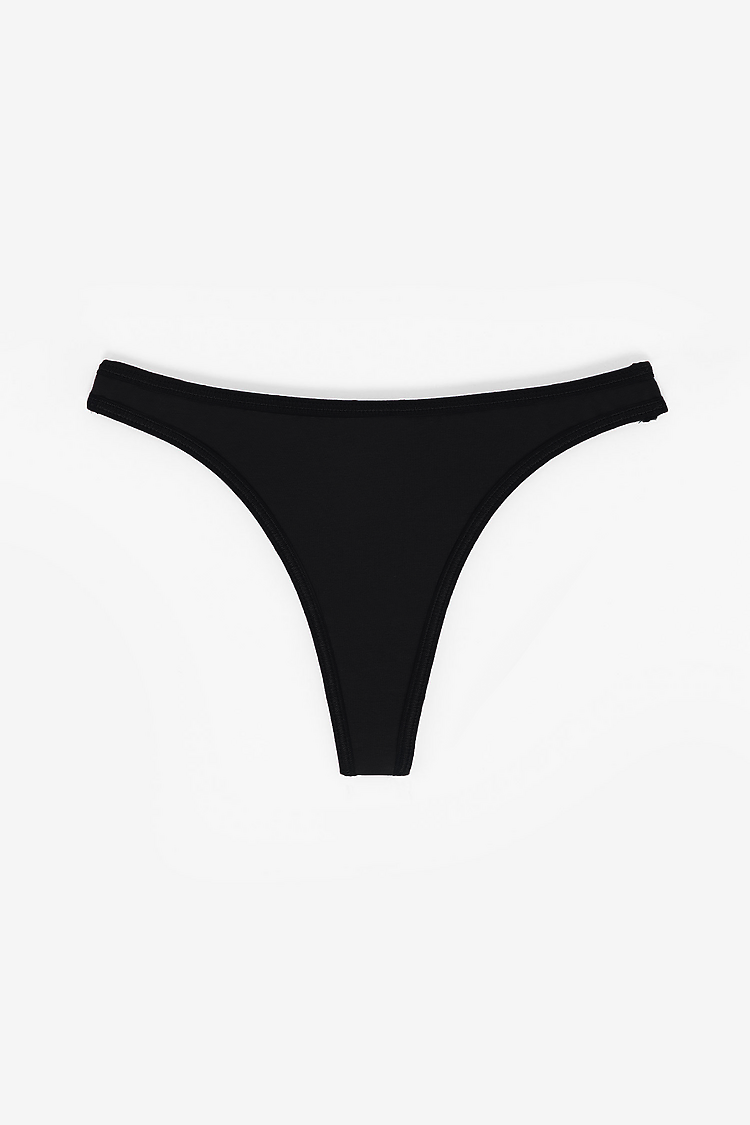 Ctn Spandex Thong Panty Black
