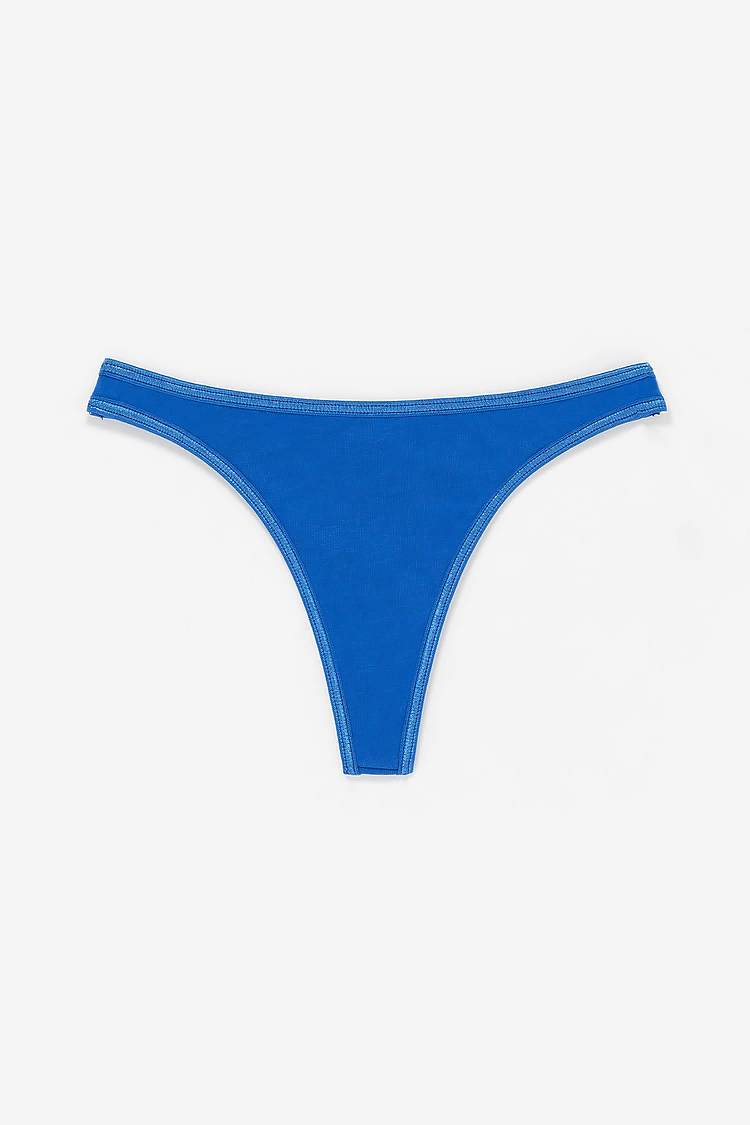 Ctn Spandex Thong Panty BLUE