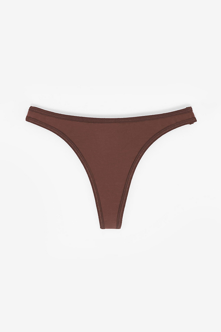 Ctn Spandex Thong Panty Cinnamon