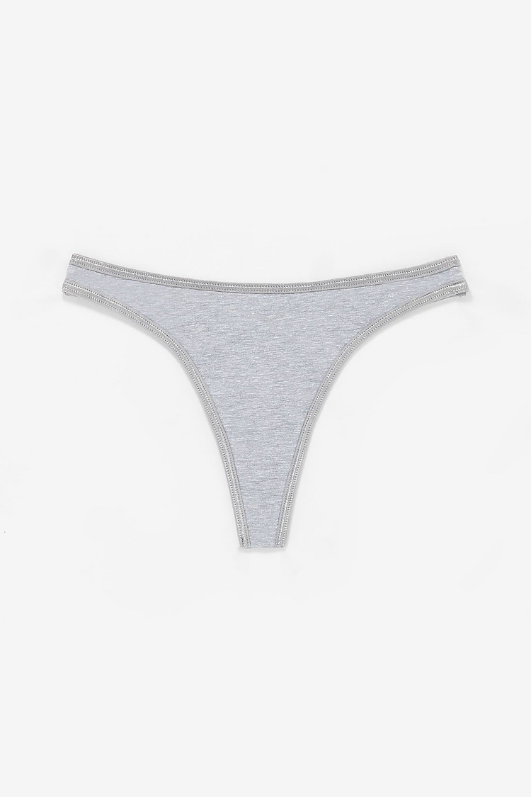 Ctn Spandex Thong Panty HEATHER GREY