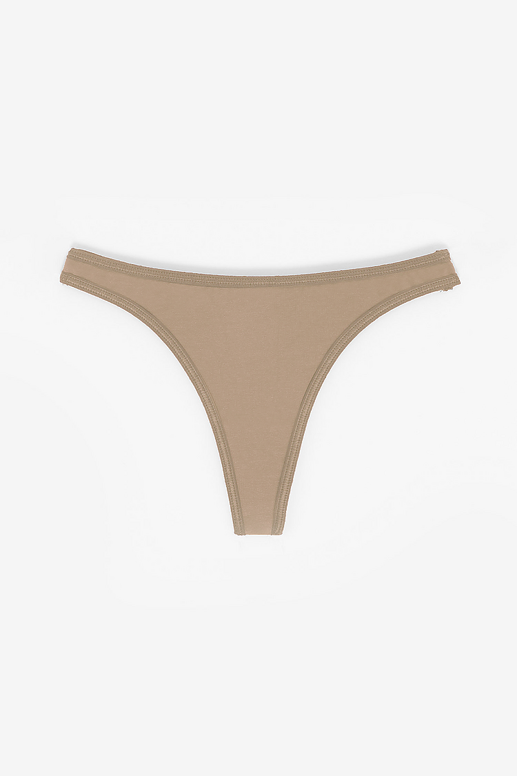 Ctn Spandex Thong Panty HAZELNUT