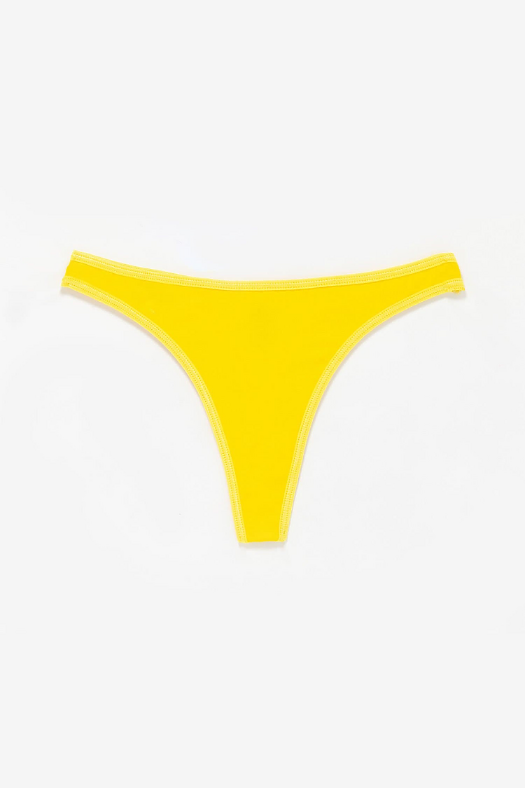 Ctn Spandex Thong Panty Primary Yellow