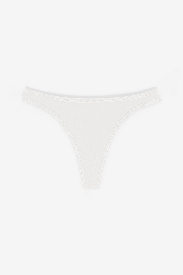 Ctn Spandex Thong Panty White
