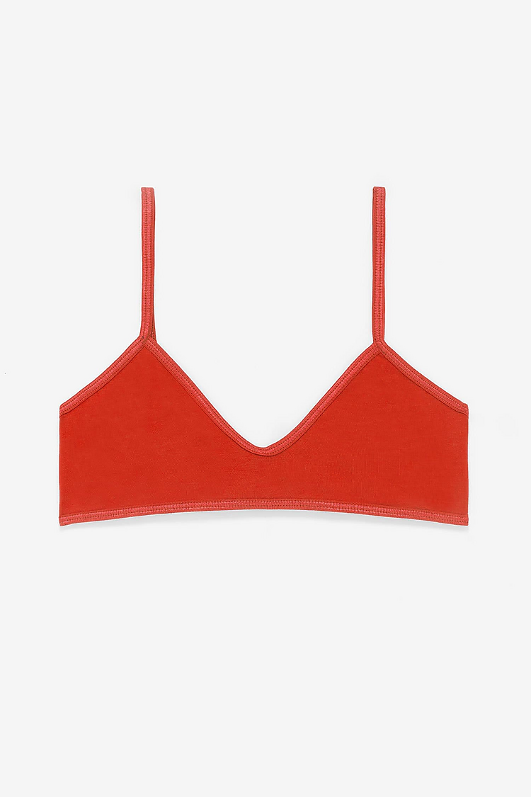 Cnt Spndx Spaghetti Bralette Red Orange