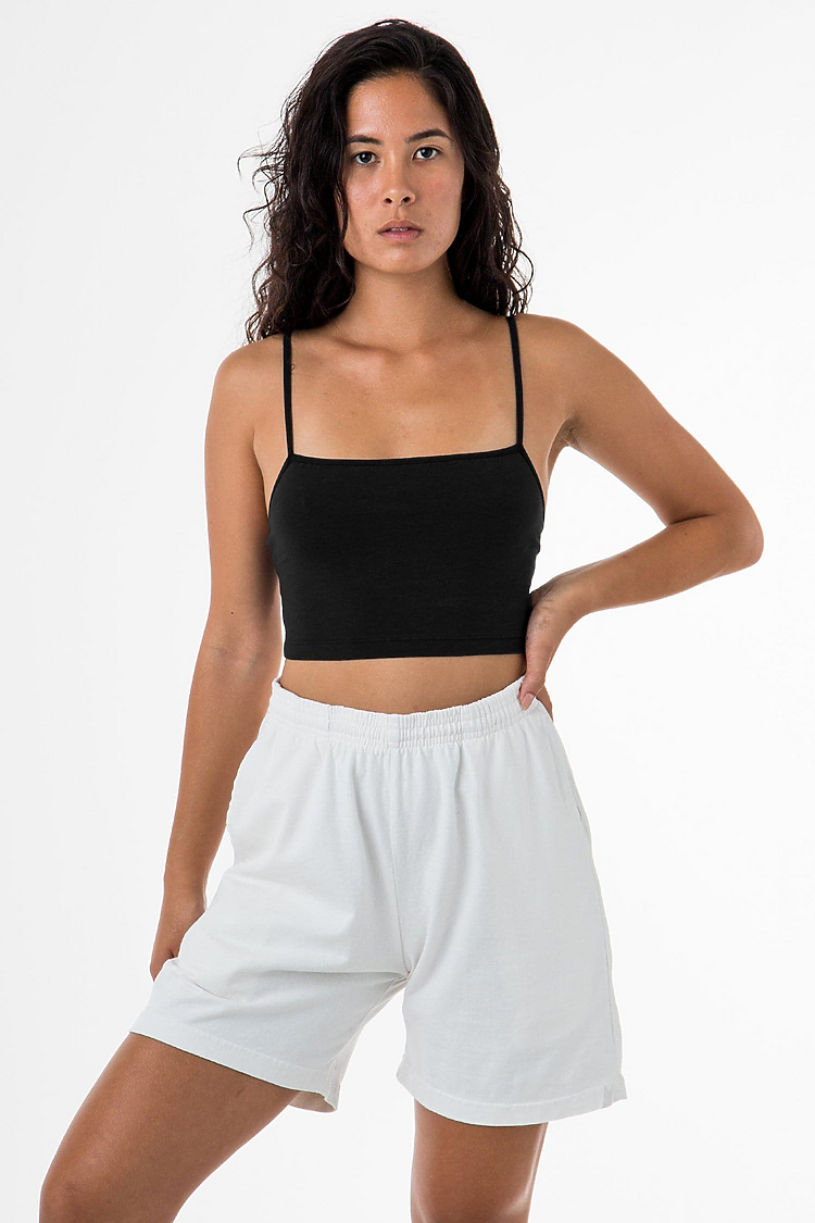 Ctn Spndx Spaghetti Crop Top Black