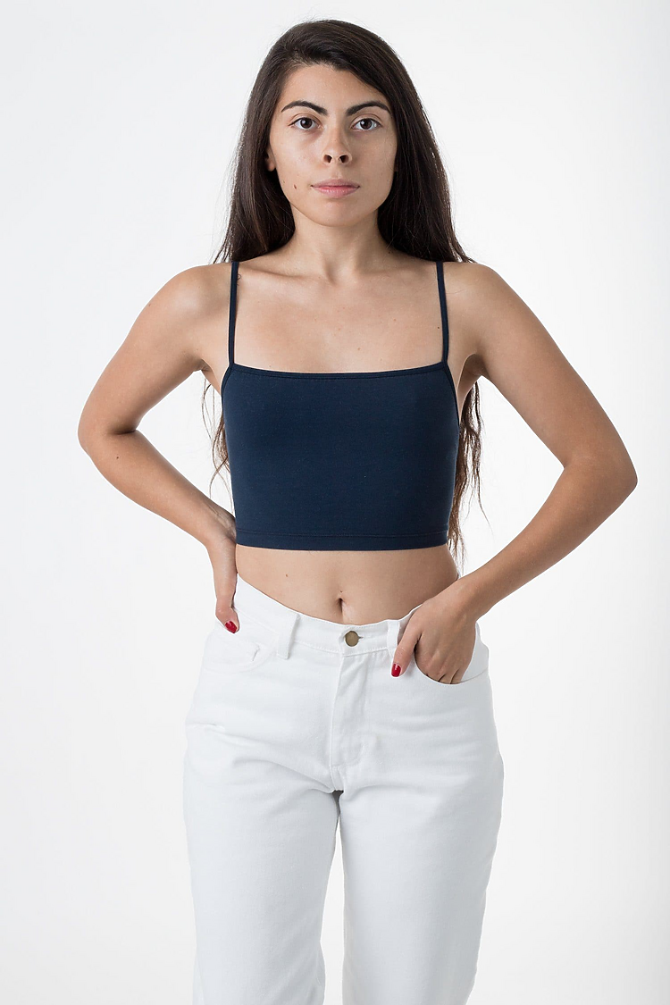 Ctn Spndx Spaghetti Crop Top MIDNIGHT NAVY