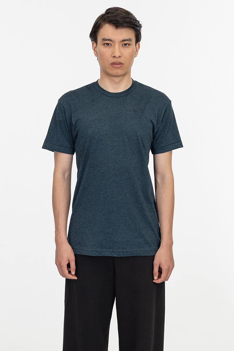 S/S Cotton-Poly Crew 3.8 oz BLACK AQUA