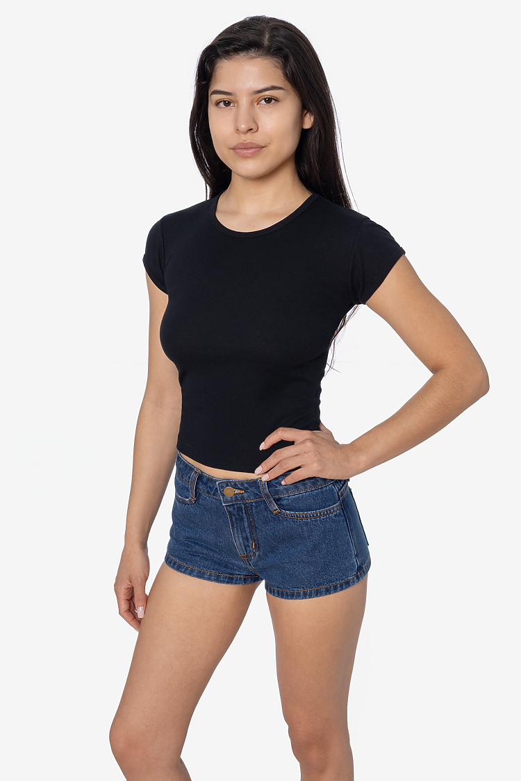 Poly Cotton Rib Cap Sleeve Tee
