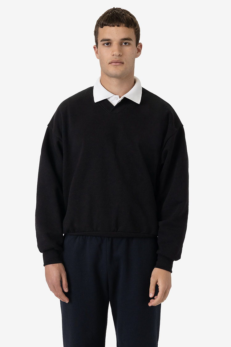 Heavy Fleece V-Neck Sweatshirt Black