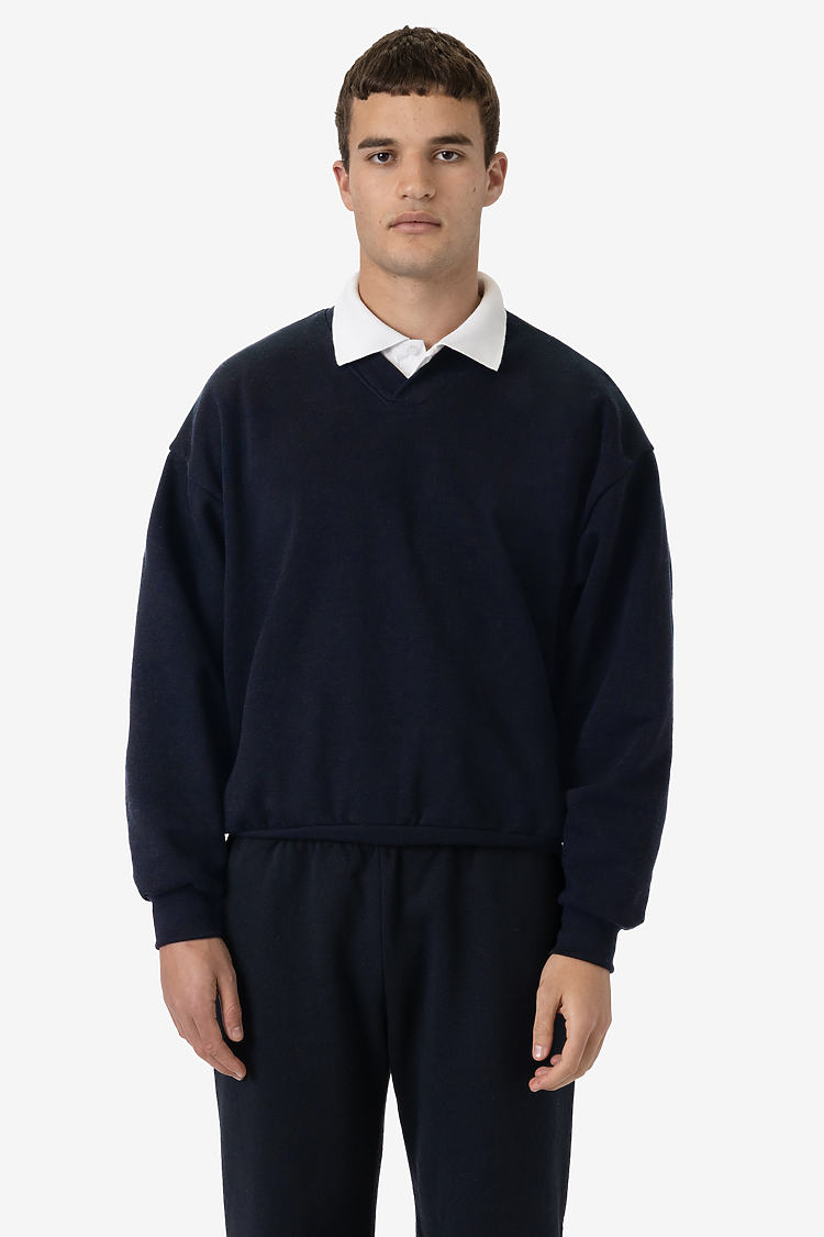 Heavy Fleece V-Neck Sweatshirt Navy