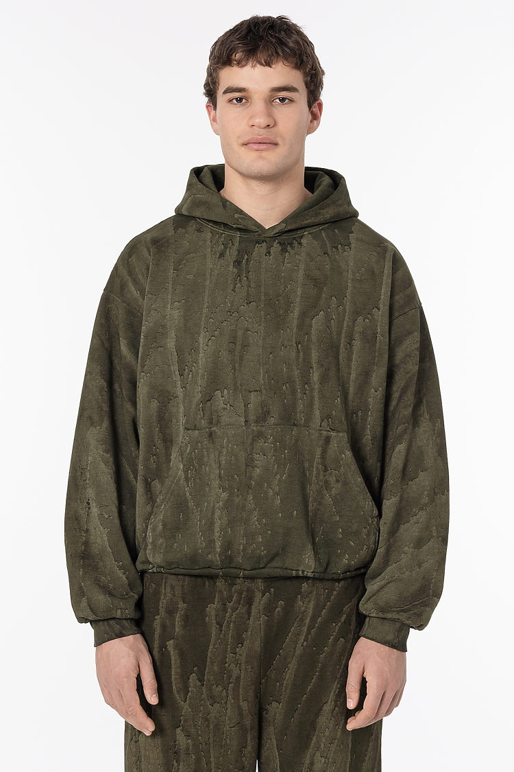 14oz Fleece Pullover Drip Dye Olive